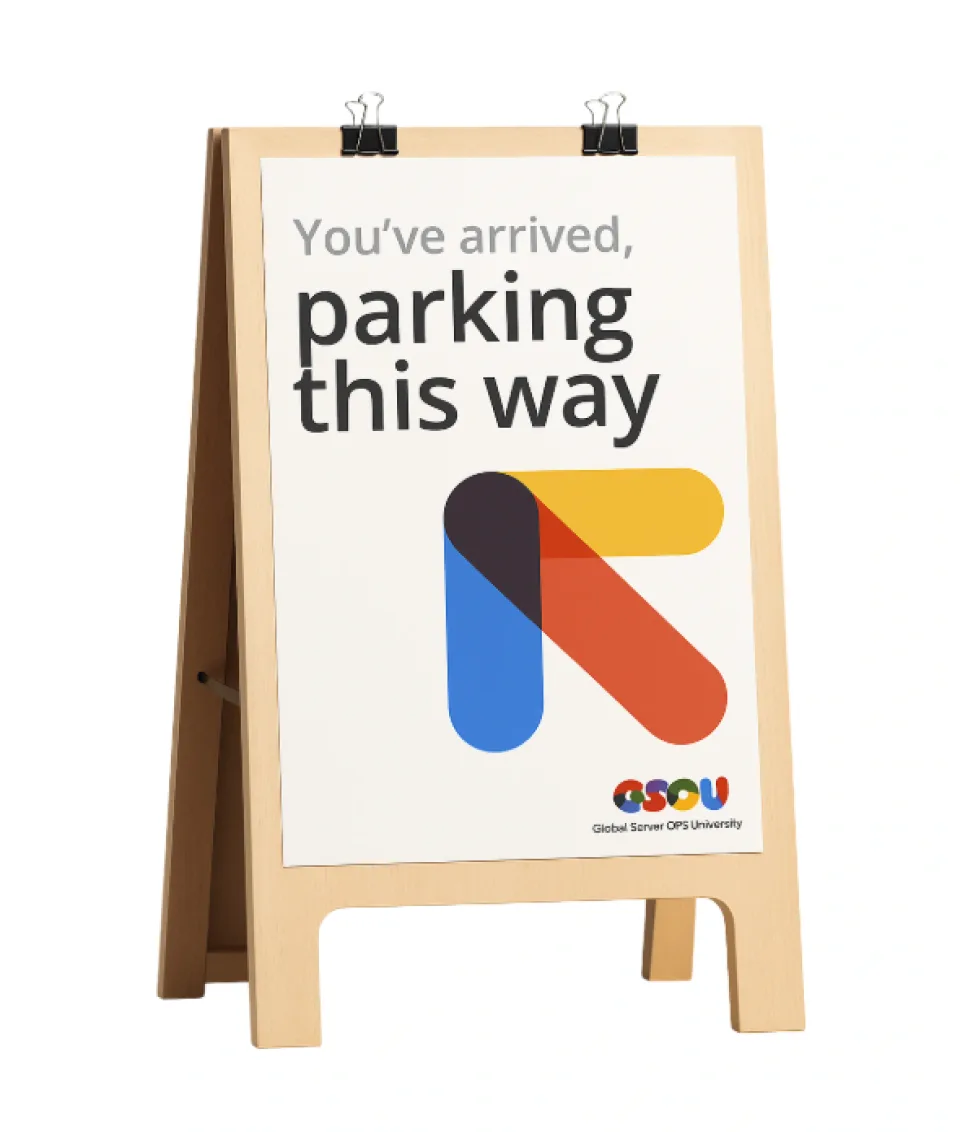 Arrival signage carries the recruitment language into the visitor experience.