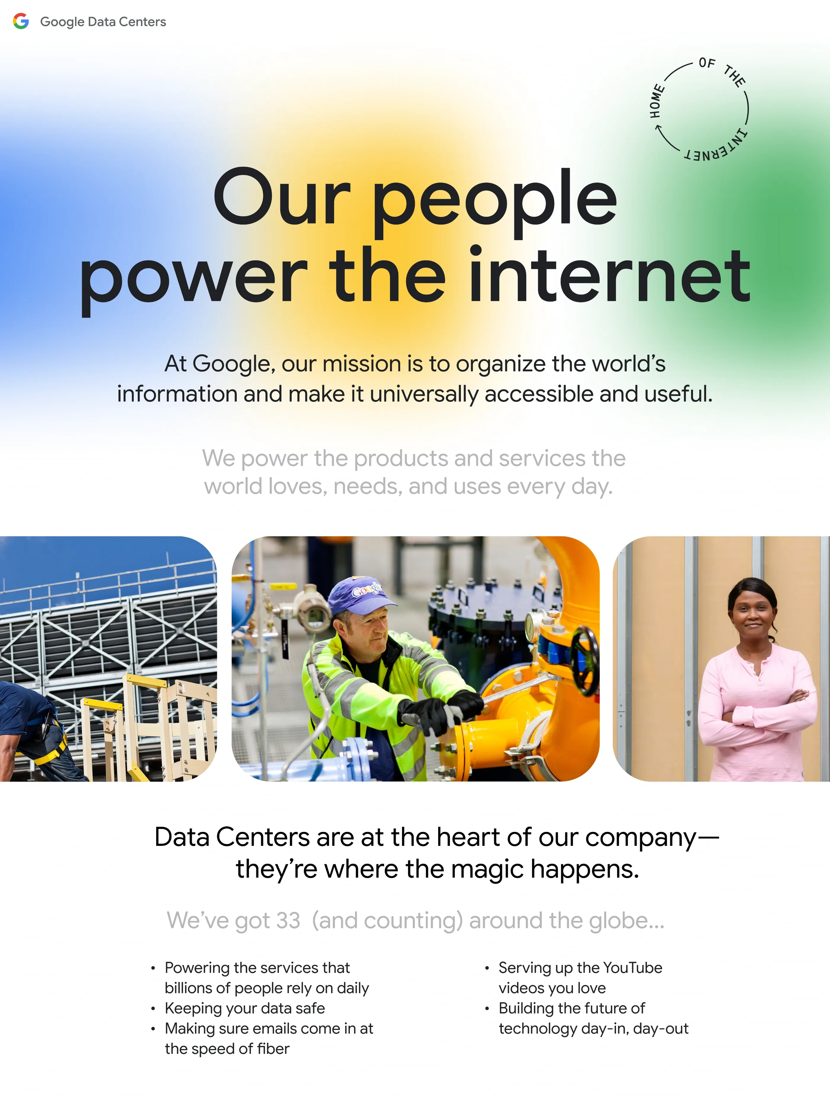 Our people power the internet: recruitment messaging and career pathways.