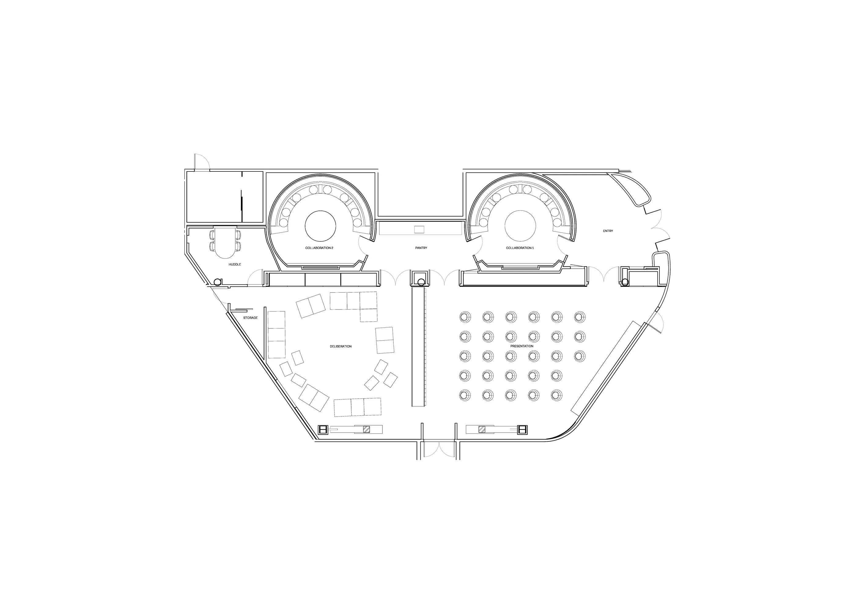 Architectural floor plan of the center.