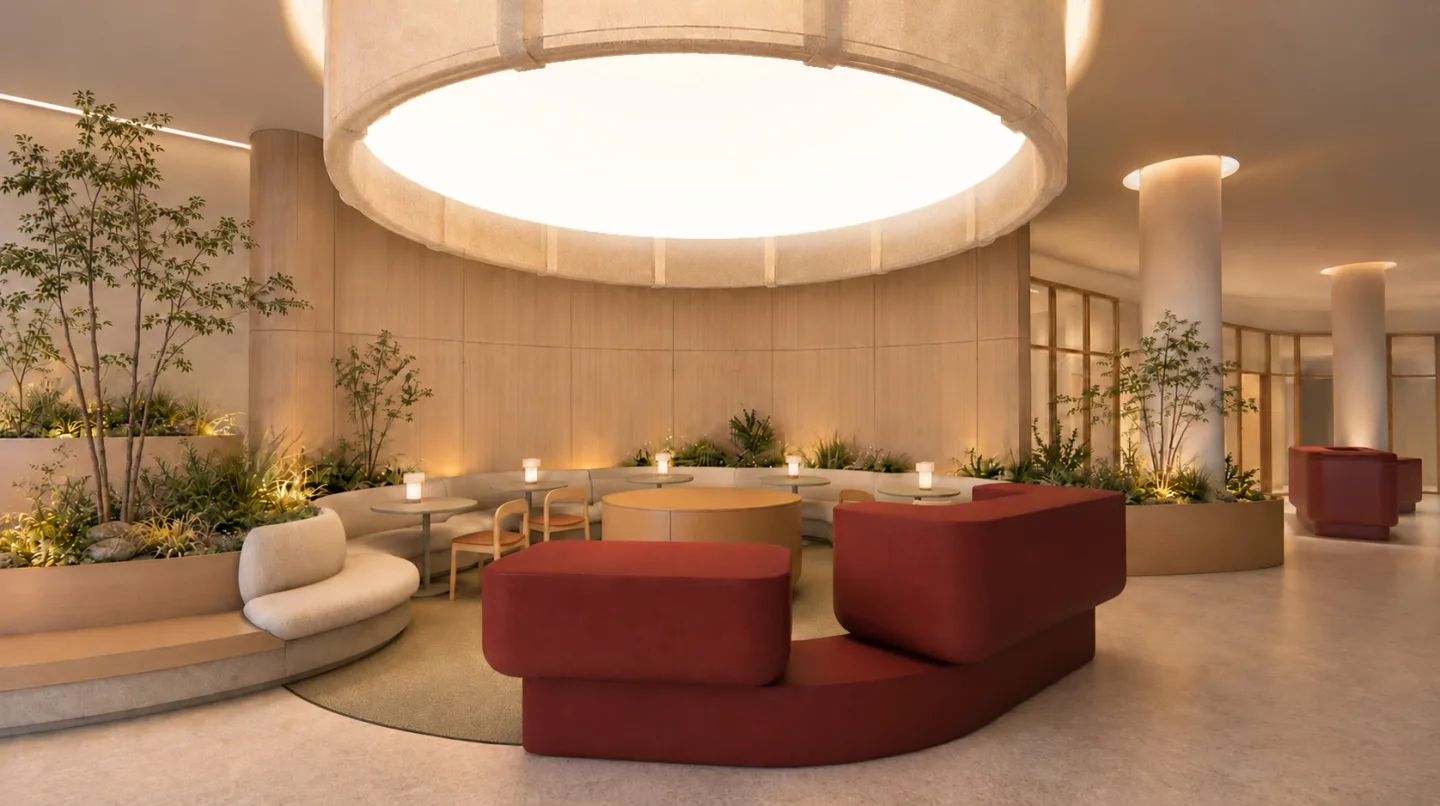 Gathering lounge: a shared setting within the service concept.