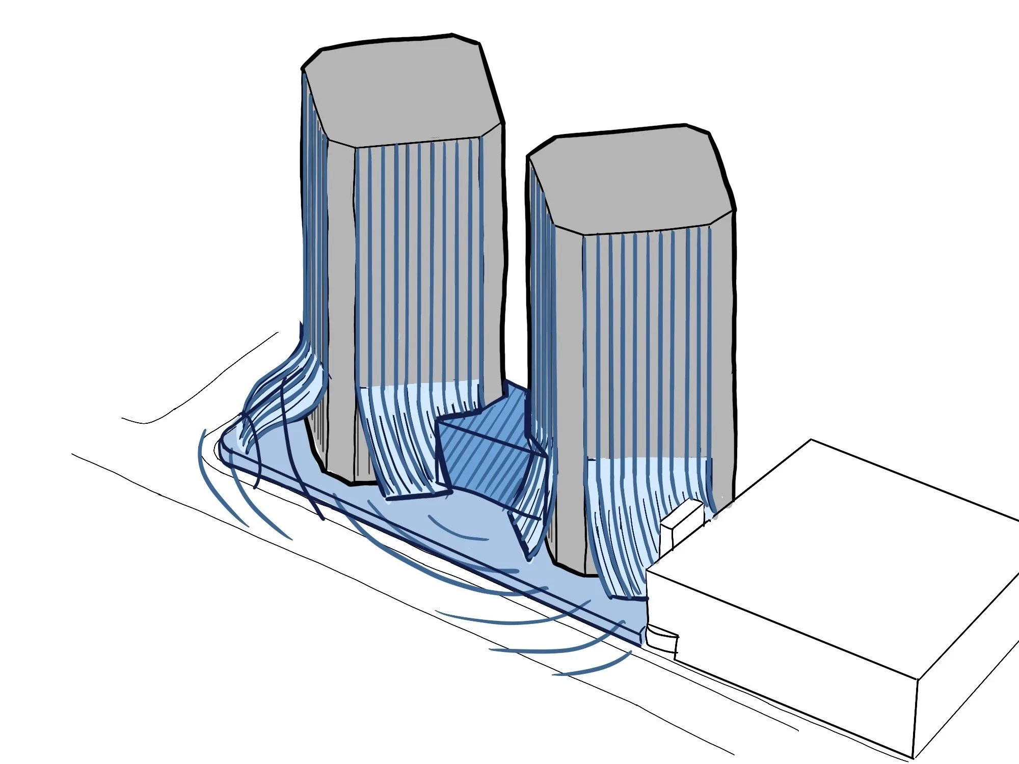 Massing sketch of a lighter version of the Departure idea.