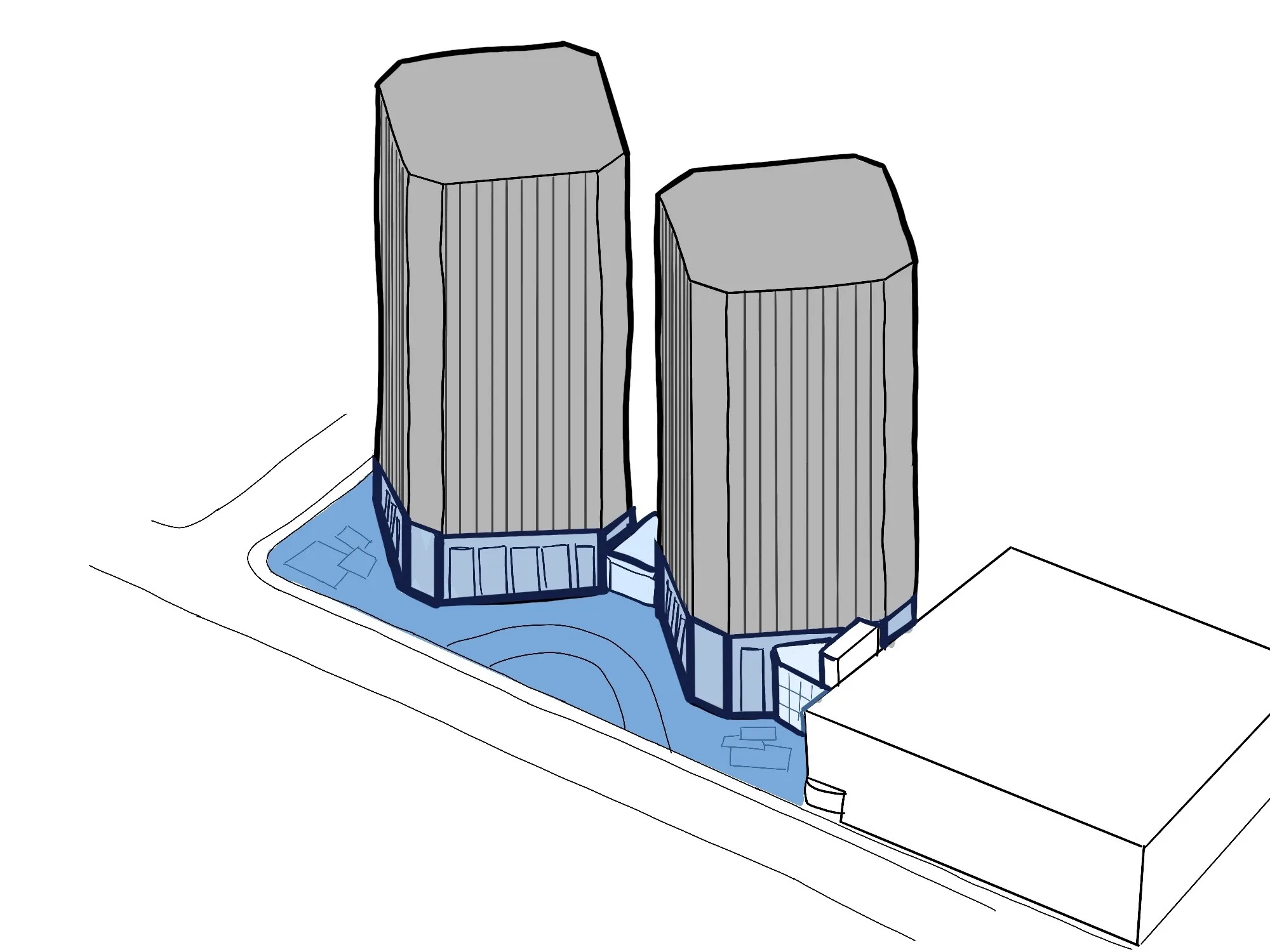 Massing sketch of a lighter version of the Expansion idea.